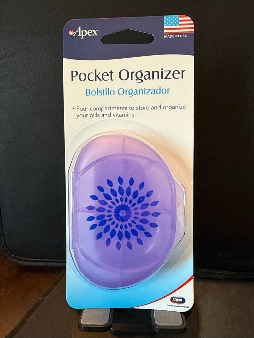Apex Purple Pocket Organizer with Blue Floral Accent